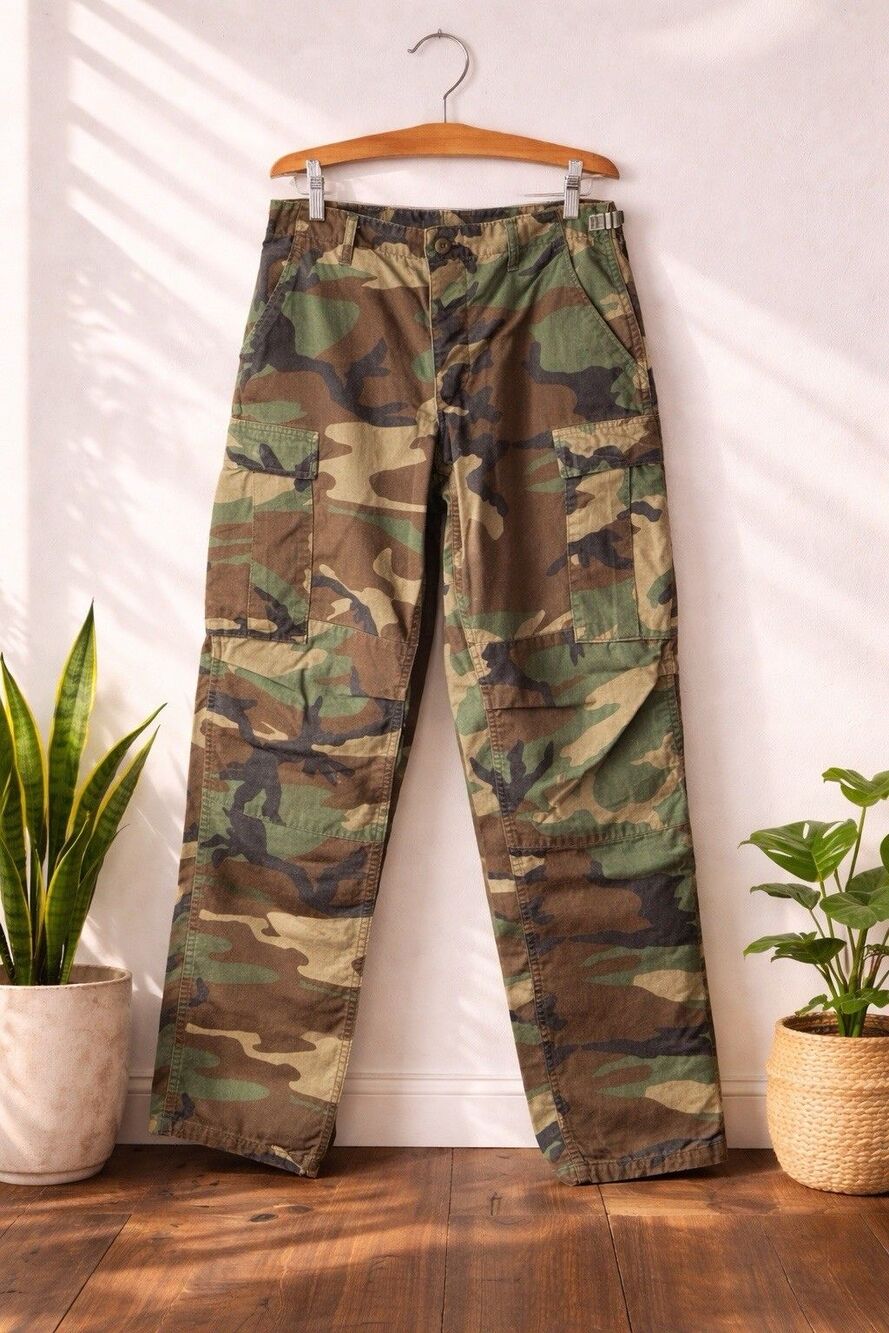 Vintage 1993 US Army BDU Pants Woodland Camo Cargo Propper S Reg